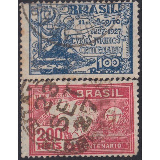 Brasil Brazil 189/90 1927 Centenario de la Fundación de cursos de Derecho Usado Brasil Brazil 189/90 1927 Centenario de la Fundación de cursos de Derecho Usado