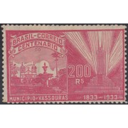 Brasil Brazil 252 1933 100 Años Fundación de la Villa de Vassouras MNH Brasil Brazil 252 1933 100 Años Fundación de la Villa de Vassouras MNH