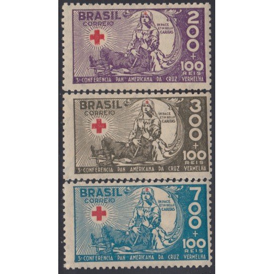 Brasil Brazil 288/90 1935 3ra Conferencia panamericana de la Cruz Roja MNH