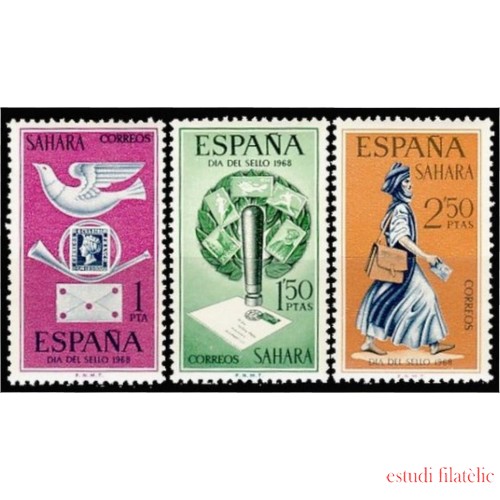 Sahara 268/70 1968 Día del Sello Alegoría - Matasellos - Cartero MNH 