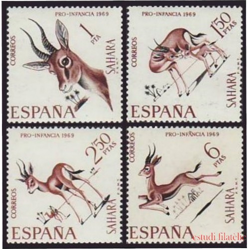 Sahara 271/74 1969 Pro infancia Fauna (gacelas) MNH 
