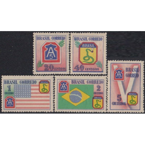 Brasil Brazil 432/36 1945 Regreso de Italia de soldados brasileños MNH Brasil Brazil 432/36 1945 Regreso de Italia de soldados brasileños MNH