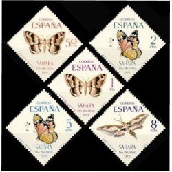 Sahara 283/87 1970 Día del Sello Fauna (mariposas) Butterfly MNH Sahara 283/87 1970 Día del Sello Fauna (mariposas) Butterfly MNH