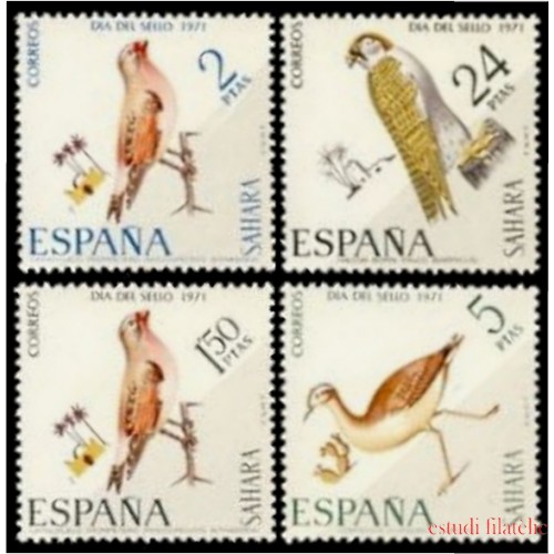 Sahara 293/96 1971 Día del Sello Fauna (aves) Bird MNH 