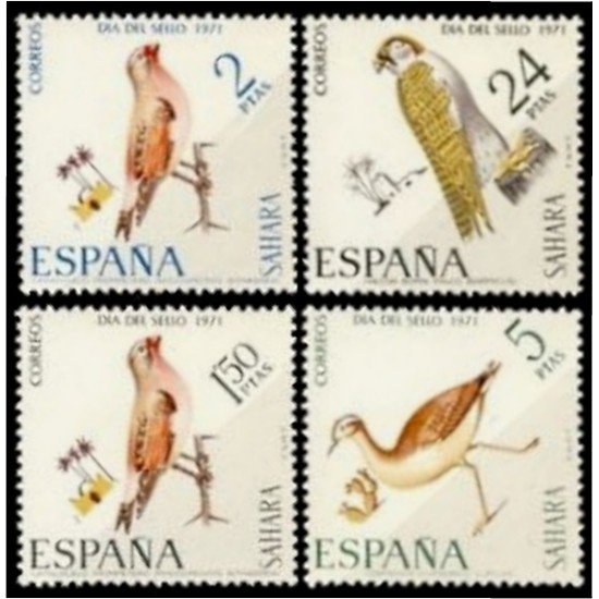 Sahara 293/96 1971 Día del Sello Fauna (aves) Bird MNH