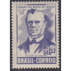 Brasil Brazil 535 1953 100 Años de la reorganización de la Banca de Brasil MNH Brasil Brazil 535 1953 100 Años de la reorganización de la Banca de Brasil MNH