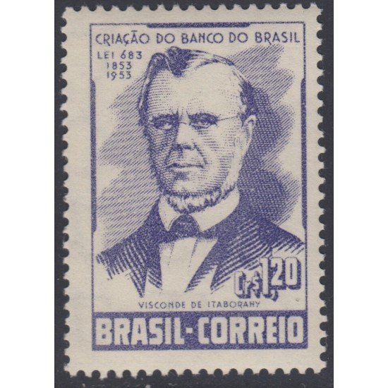 Brasil Brazil 535 1953 100 Años de la reorganización de la Banca de Brasil MNH Brasil Brazil 535 1953 100 Años de la reorganización de la Banca de Brasil MNH