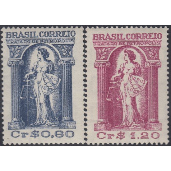 Brasil Brazil 552/53 1953 Tratado de Petrópolis MH Brasil Brazil 552/53 1953 Tratado de Petrópolis MH