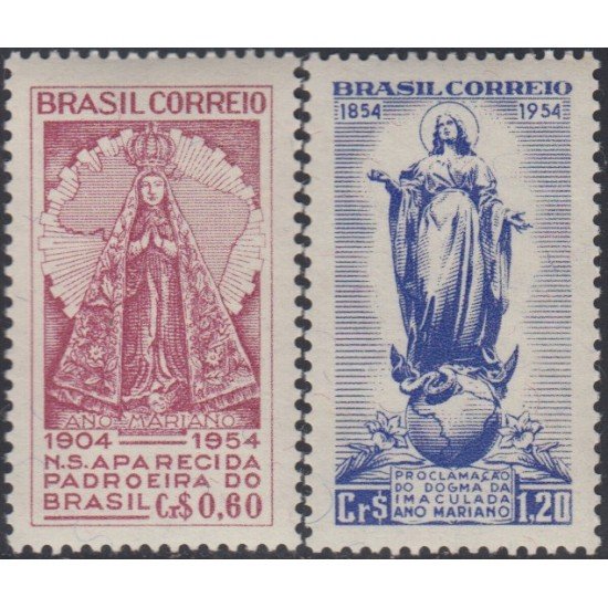 Brasil Brazil 586/87 1954 Conmemoración del Año Mariano MNH Brasil Brazil 586/87 1954 Conmemoración del Año Mariano MNH