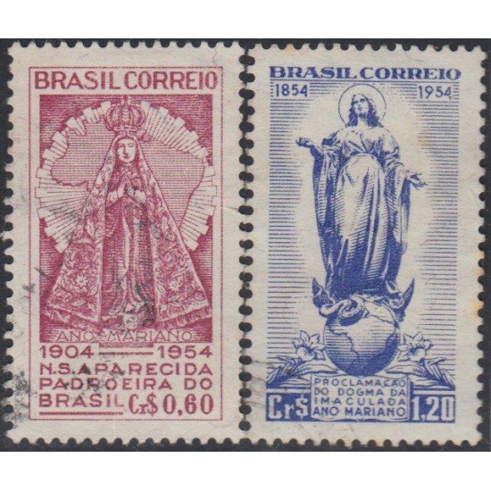 Brasil Brazil 586/87 1954 Conmemoración del Año Mariano Usado Brasil Brazil 586/87 1954 Conmemoración del Año Mariano Usado
