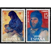 Sahara 308/09 1972 Día del Sello Pinturas Madre e hijo Tuareg MNH 