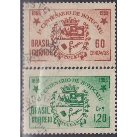 Brasil Brazil 603/04 1955 100 Años de la Villa de Botucatu Usado Brasil Brazil 603/04 1955 100 Años de la Villa de Botucatu Usado