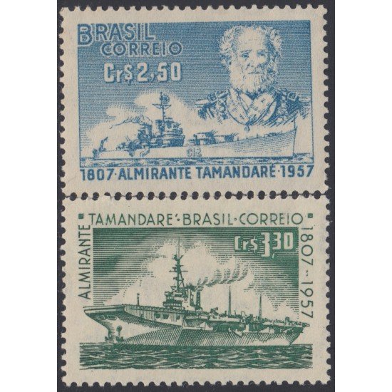 Brasil Brazil 637/37A 1957 150 Años del natalicio del Almirante Tamandare MH Brasil Brazil 637/37A 1957 150 Años del natalicio del Almirante Tamandare MH