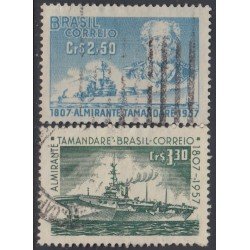 Brasil Brazil 637/37A 1957 150 Años del natalicio del Almirante Tamandare Usado Brasil Brazil 637/37A 1957 150 Años del natalicio del Almirante Tamandare Usado
