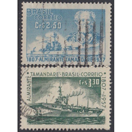 Brasil Brazil 637/37A 1957 150 Años del natalicio del Almirante Tamandare Usado Brasil Brazil 637/37A 1957 150 Años del natalicio del Almirante Tamandare Usado
