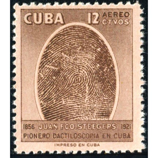 VAR2/S Cuba A- 156 1957 Juan Francisco Steegers pionero en dactiloscopia en Cuba MNH VAR2/S Cuba A- 156 1957 Juan Francisco Steegers pionero en dactiloscopia en Cuba MNH