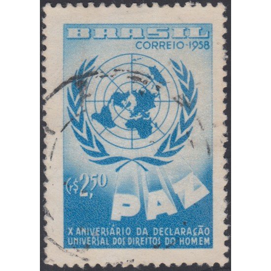 Brasil Brazil 668 1958 10 Años de la Declaración de los Derechos Humanos Usado Brasil Brazil 668 1958 10 Años de la Declaración de los Derechos Humanos Usado