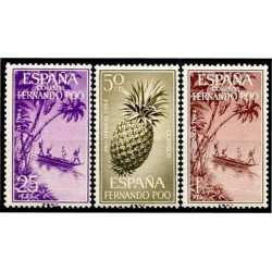 Fernando Poo 223/25 1964 Pro infancia Piragua Piña MNH Fernando Poo 223/25 1964 Pro infancia Piragua Piña MNH