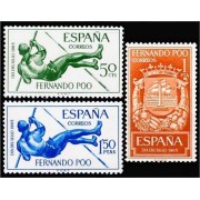 Fernando Poo 245/47 1965 Día del Sello Salto con pértiga-Escudo MNH 