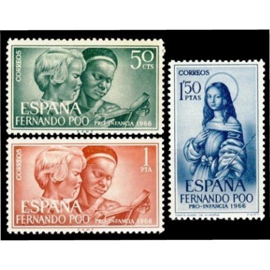 Fernando Poo 248/50 1966 Pro infancia Educación Sta. Isabel de Hungría MNH