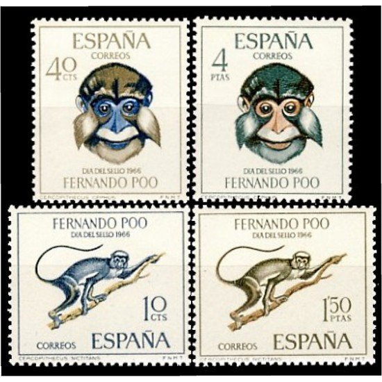 Fernando Poo 251/54 1966 Día del Sello Fauna (mono) MNH