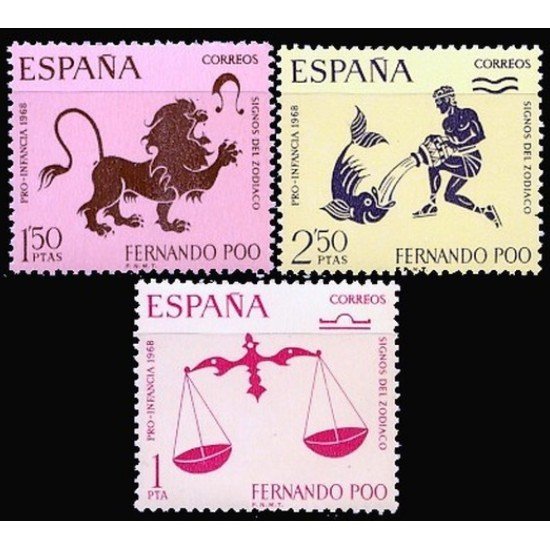Fernando Poo 265/67 1968 Pro infancia Signos del Zodiaco MNH