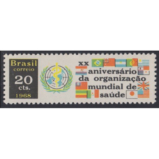 Brasil Brazil 872 1968 20 Años de la Organización Mundial de la Salud MNH Brasil Brazil 872 1968 20 Años de la Organización Mundial de la Salud MNH