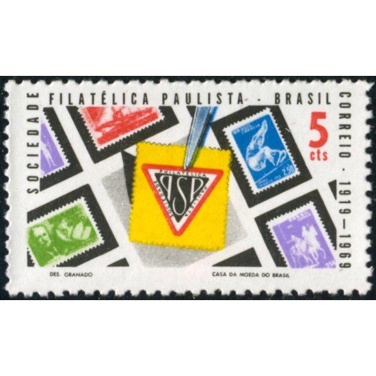 Brasil Brazil 892 1969 Sociedad Filatélica Paulista MH