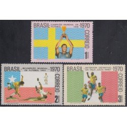 Brasil Brazil 935/37 1970 Campeón tres veces de la copa del mundo de Fútbol MNH Brasil Brazil 935/37 1970 Campeón tres veces de la copa del mundo de Fútbol MNH