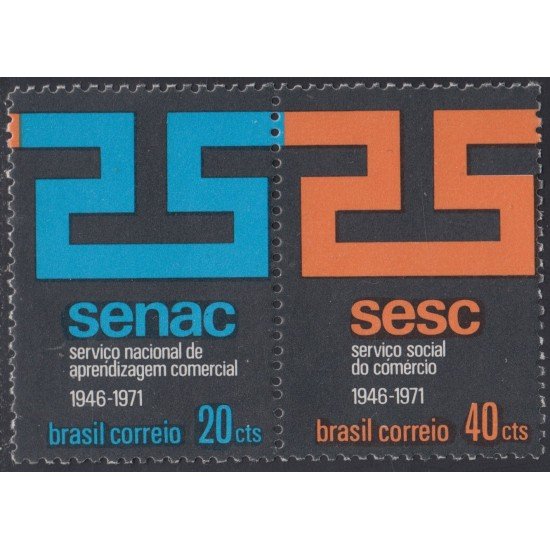 Brasil Brazil 972/73 1971 25º Aniversario de SENAC y SESC MH