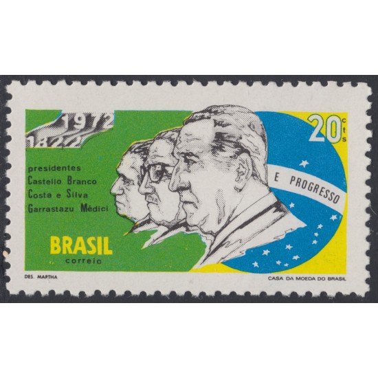Brasil Brazil 988 1972 8º Aniversario de la Revolución MH Brasil Brazil 988 1972 8º Aniversario de la Revolución MH