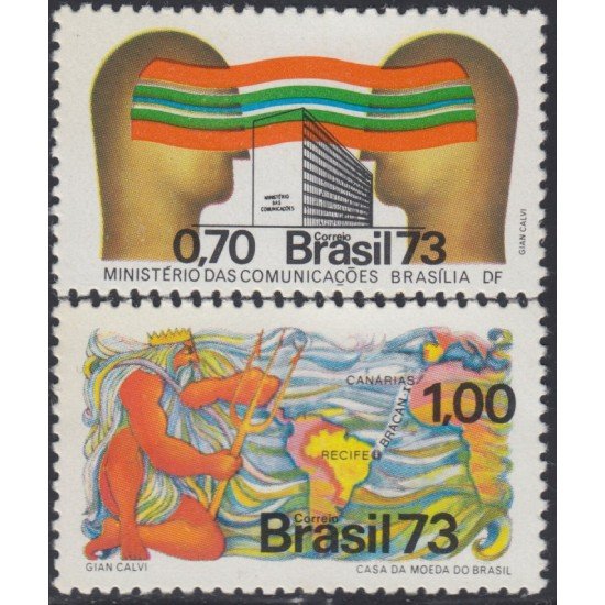 Brasil Brazil 1046/47 1973 Telecomunicaciones Telecommunications MNH