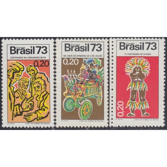 Brasil Brazil 1048/50 1973 Aniversarios, Itu, Niteroi  y Episodio Juliet MNH