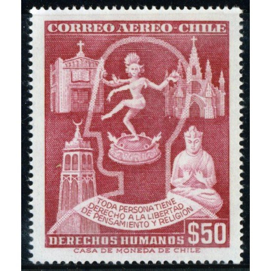 VAR1  Chile A- 180 1958 Derechos del Hombre MNH