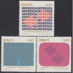 Brasil Brazil 1096/98 1974 Medios de comunicación MNH Brasil Brazil 1096/98 1974 Medios de comunicación MNH