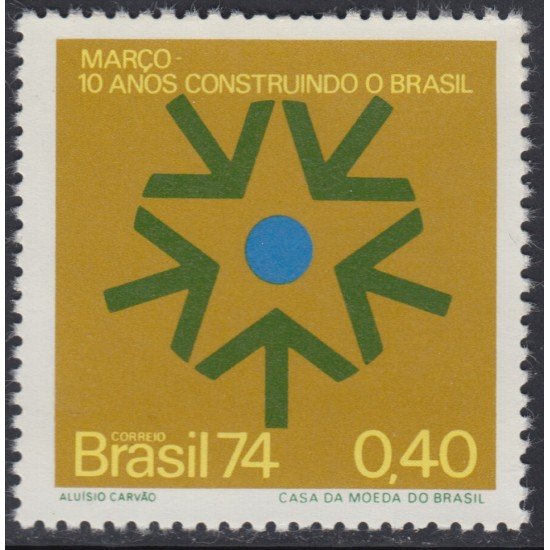 Brasil Brazil 1100 1974 10º Aniversario de la Revolución MH Brasil Brazil 1100 1974 10º Aniversario de la Revolución MH