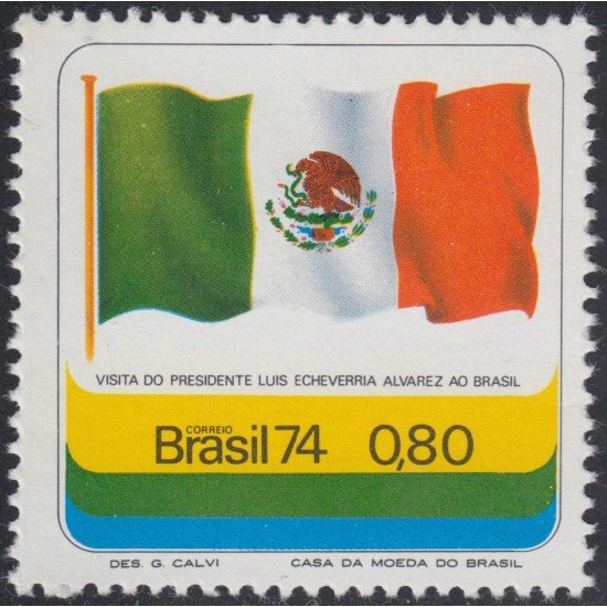 Brasil Brazil 1113 1974 Bandera mexicana MNH Brasil Brazil 1113 1974 Bandera mexicana MNH