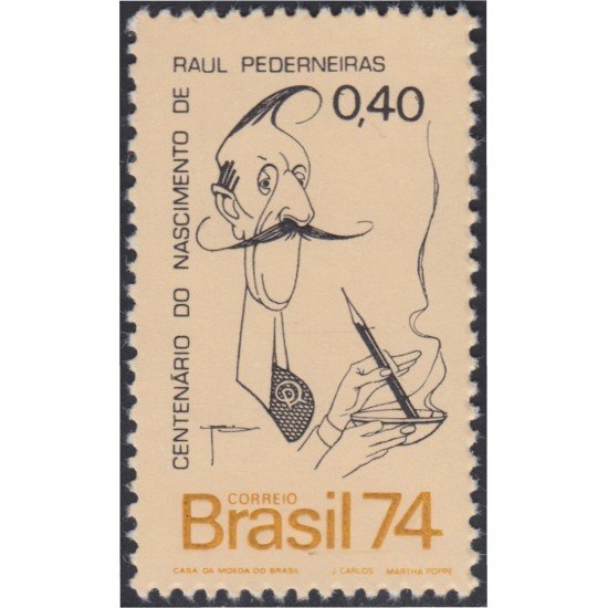 Brasil Brazil 1115 1974 Raúl Pederneiras Escritor y Periodista MNH Brasil Brazil 1115 1974 Raúl Pederneiras Escritor y Periodista MNH