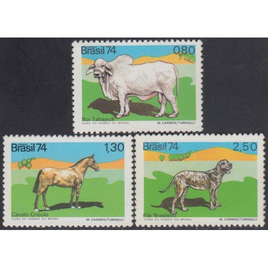 Brasil Brazil 1123-25 1974 200 Cría Brasileña Vacuno MNH Brasil Brazil 1123-25 1974 200 Cría Brasileña Vacuno MNH