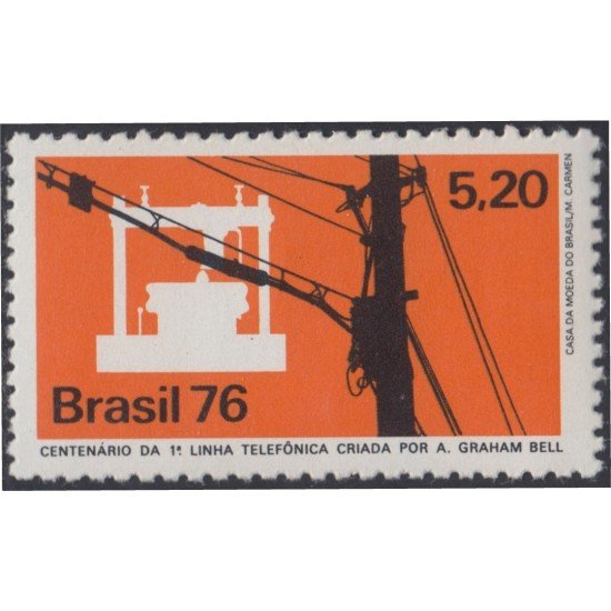 Brasil Brazil 1184 1976 100 Años de la 1ra conexión telefónica MNH Brasil Brazil 1184 1976 100 Años de la 1ra conexión telefónica MNH