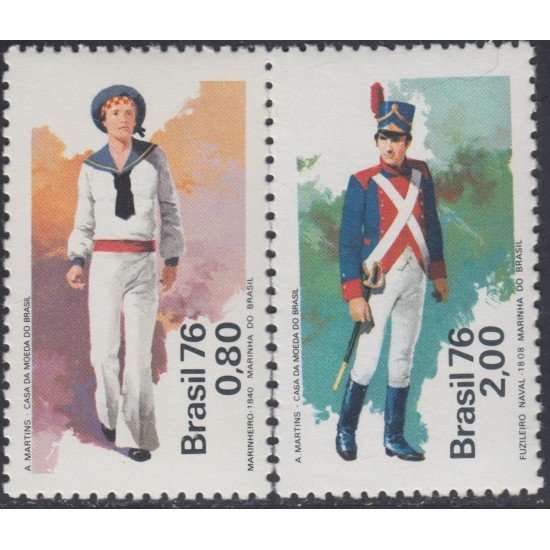 Brasil Brazil 1235/36 1976 Día de la Marina. Uniformes MNH Brasil Brazil 1235/36 1976 Día de la Marina. Uniformes MNH