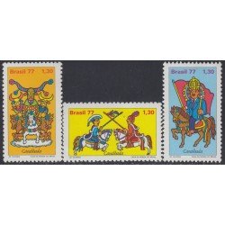 Brasil Brazil 1272/74 1977 Folklore Combate de jinetes MNH