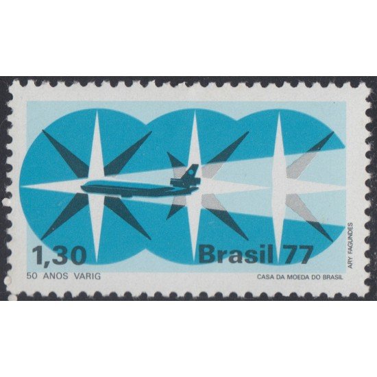 Brasil Brazil 1296 1977 Compañía aérea VARIG MNH Brasil Brazil 1296 1977 Compañía aérea VARIG MNH