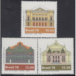 Brasil Brazil 1350/52 1978 Teatros Brasileños Brazilian Theaters MNH Brasil Brazil 1350/52 1978 Teatros Brasileños Brazilian Theaters MNH