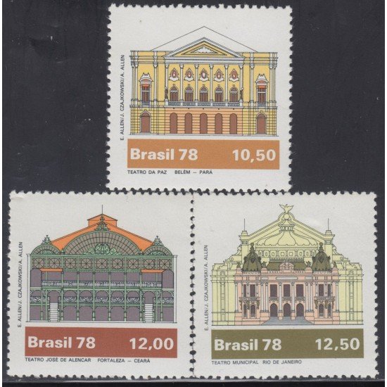 Brasil Brazil 1350/52 1978 Teatros Brasileños Brazilian Theaters MNH Brasil Brazil 1350/52 1978 Teatros Brasileños Brazilian Theaters MNH