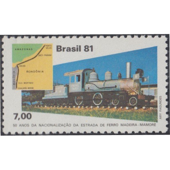 Brasil Brazil 1484 1981 Líneas de ferrocarril de Madeira-Mamoré Tren Train MNH Brasil Brazil 1484 1981 Líneas de ferrocarril de Madeira-Mamoré Tren Train MNH