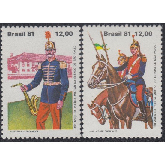 Brasil Brazil 1517/18 1981 Policía militar de Sao Paulo Uniformes MNH Brasil Brazil 1517/18 1981 Policía militar de Sao Paulo Uniformes MNH