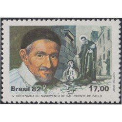 Brasil Brazil 1532 1982 400 Años del nacimiento de San Vincent de Paul MNH Brasil Brazil 1532 1982 400 Años del nacimiento de San Vincent de Paul MNH