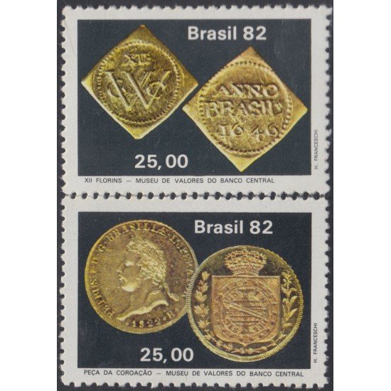 Brasil Brazil 1557/58 1982 Museo de valores de Banco Central MNH Brasil Brazil 1557/58 1982 Museo de valores de Banco Central MNH