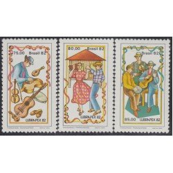 Brasil Brazil 1561/63 1982 Lubrapex 82 Folklor brasileño MNH